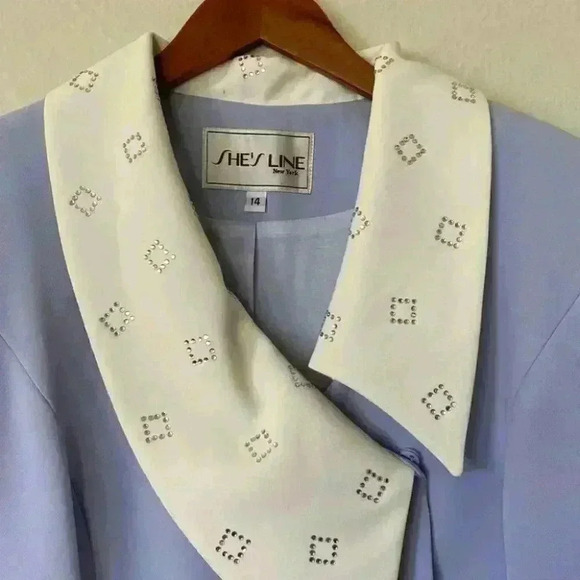 Vintage She’s Line Style 2359 New York Multicolored Blazer Jacket Size 14 Lilac - Picture 4 of 8